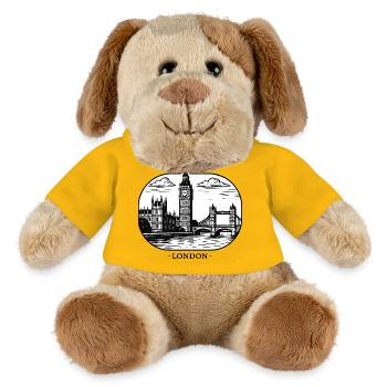 London Linienstil: Big Ben und Tower Bridge - MiniFeet® Hund Helge - Sonnengelb - Vorne