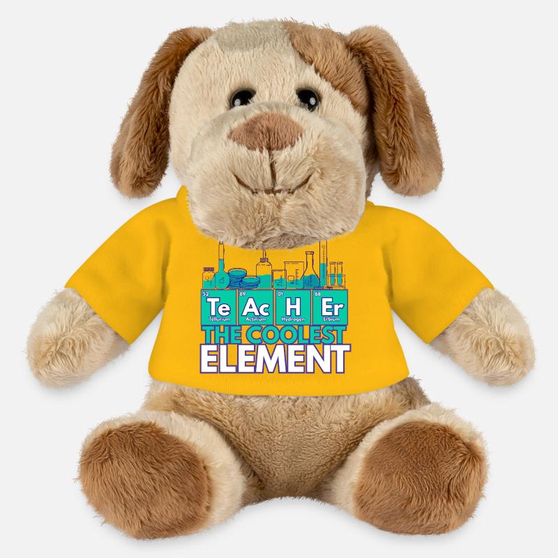 Professeur – L’élément le plus cool | Thème de la chimie - Chien en peluche Helge MiniFeet® - jaune soleil
