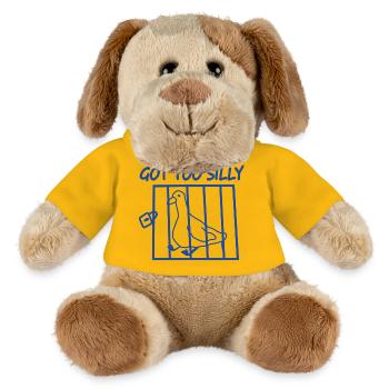 Trop bête d’oiseau dans une cage - Chien en peluche Helge MiniFeet® - jaune soleil - Devant