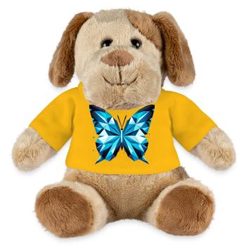 Blauer Schmetterling – Elegante Naturkunst - MiniFeet® Hund Helge - Sonnengelb - Vorne