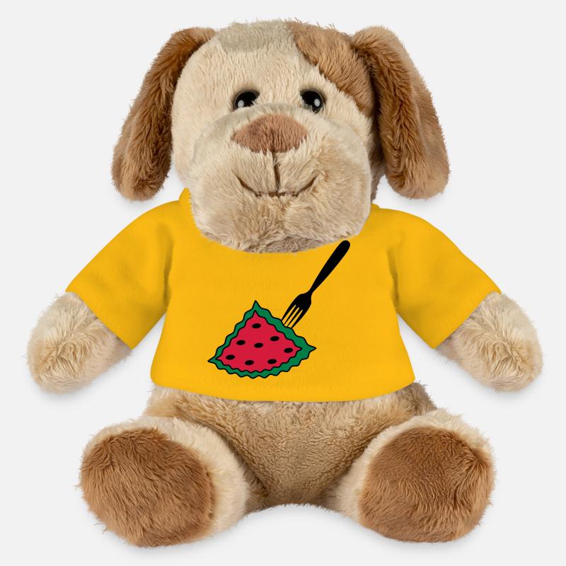 Melon avec fourchette - Chien en peluche Helge MiniFeet® - jaune soleil