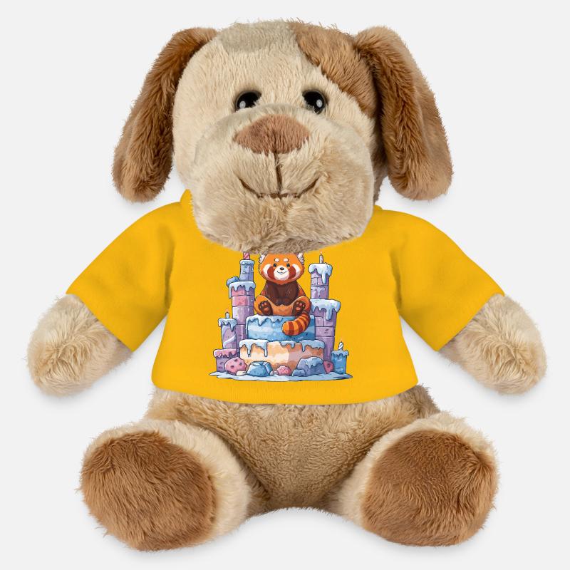 Roter Panda auf Eis-Torte - MiniFeet® Hund Helge - Sonnengelb