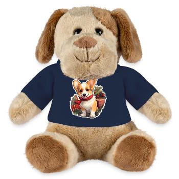 Weihnachten Corgi Stechpalme und Geschenke - MiniFeet® Hund Helge - French Navy - Vorne
