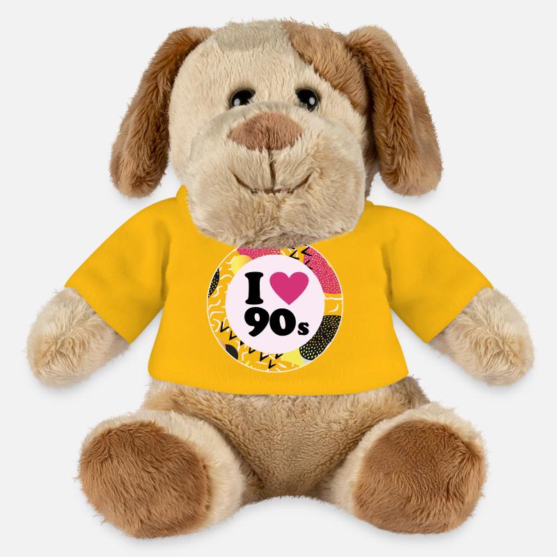 I ♥ 90s – Nostalgisches Retro-Design - MiniFeet® Hund Helge - Sonnengelb