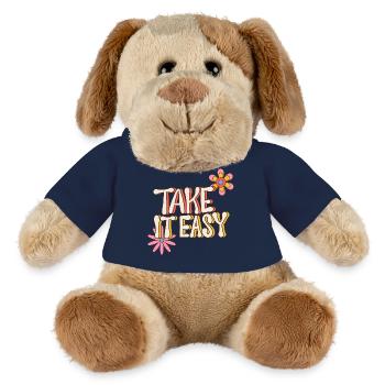 Take It Calm – Flower Power rétro années 70 - Chien en peluche Helge MiniFeet® - jaune soleil - Devant