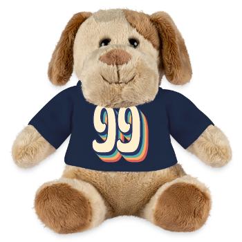Vintage Retro T-Shirt Nummer 99 Neunundneunzig - MiniFeet® Hund Helge - Sonnengelb - Vorne
