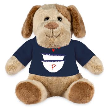 Lettre p bols breton - Chien en peluche Helge MiniFeet® - bleu marine - Devant