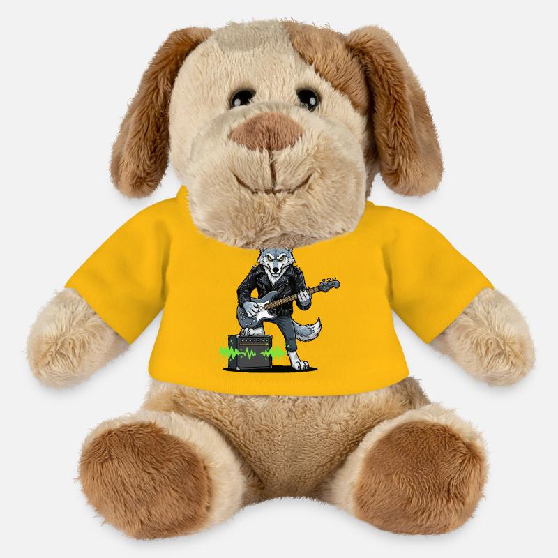 Rockerwolf mit Lederjacke - MiniFeet® Hund Helge - Sonnengelb