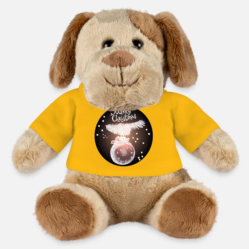 Weihnachtskugel mit Tannenzweig - MiniFeet® Hund Helge - Sonnengelb