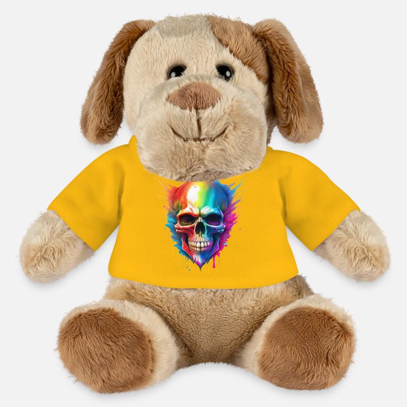 Regenbogen-Schädel Farbexplosion - MiniFeet® Hund Helge - Sonnengelb