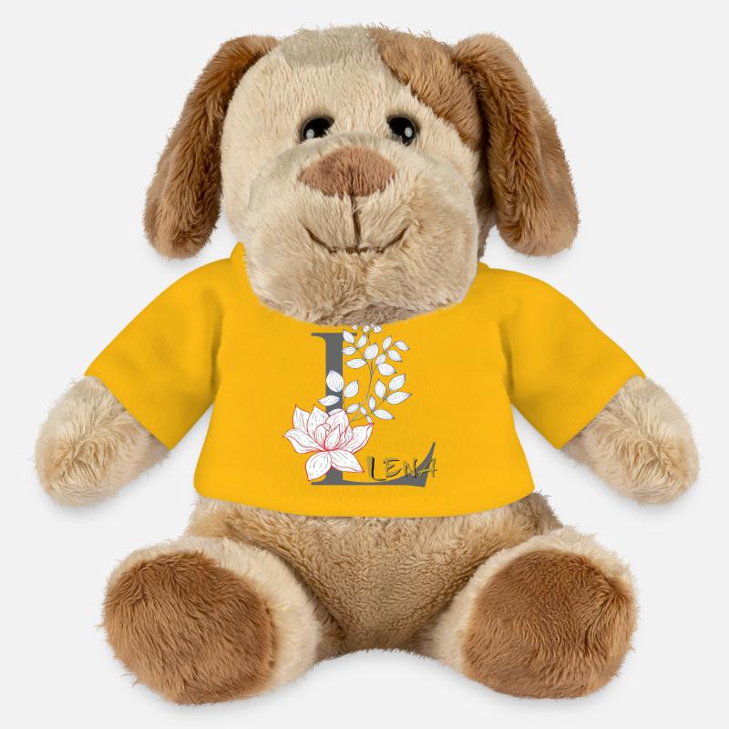 Initiale Buchstabe Lena - MiniFeet® Hund Helge - Sonnengelb