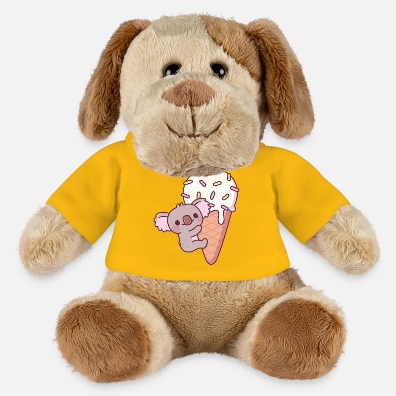 Drôle de koala s’accrochant à un cornet de crème glacée - Chien en peluche Helge MiniFeet® - jaune soleil