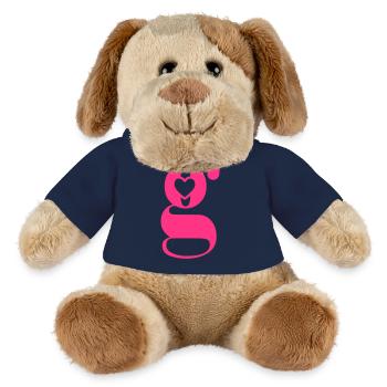 Lettre g Lettre initiale avec cœur - Chien en peluche Helge MiniFeet® - bleu marine - Devant