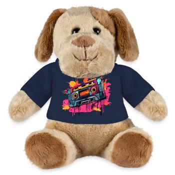 Kassetten Design der 80er & 90er Jahre Musik Motiv - MiniFeet® Hund Helge - French Navy - Vorne