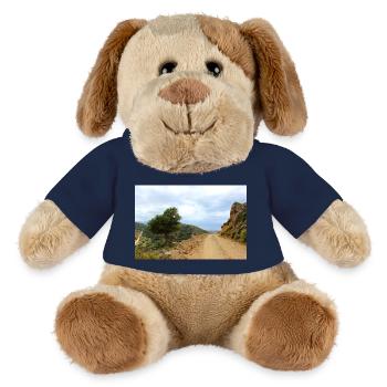 Montagnes de montagne Paysage de montagne Poster - Chien en peluche Helge MiniFeet® - bleu marine - Devant