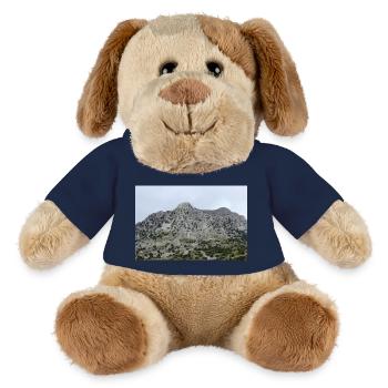 Montagnes de montagne Paysage de montagne Poster - Chien en peluche Helge MiniFeet® - bleu marine - Devant