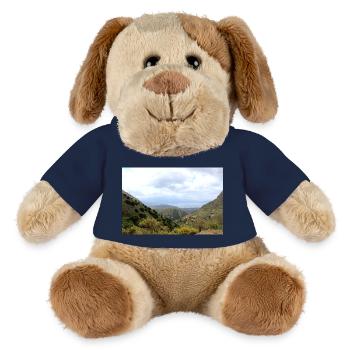 Montagnes de montagne Paysage de montagne Poster - Chien en peluche Helge MiniFeet® - bleu marine - Devant