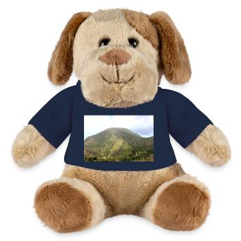 Montagnes de montagne Paysage de montagne Poster - Chien en peluche Helge MiniFeet® - bleu marine - Devant