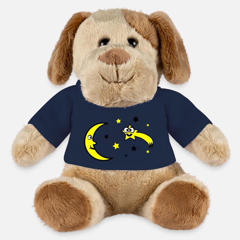 Lune et étoiles - Chien en peluche Helge MiniFeet® - bleu marine