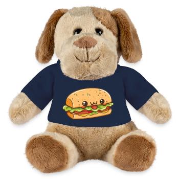 Burger kawaii au visage heureux - Chien en peluche Helge MiniFeet® - bleu marine - Devant