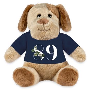 Number 89 Floral Green - 89th Floral Birthday - MiniFeet® Dog Helge - french navy - Front