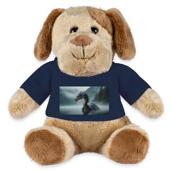 Ein realistischer böser dunkler Drache in einem nebligen Fluss - MiniFeet® Hund Helge - French Navy - Vorne