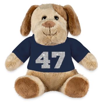 Number 47 Silver Glitter - 47th Anniversary - MiniFeet® Dog Helge - french navy - Front
