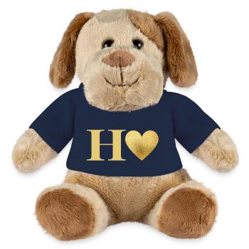Buchstabe h goldenes Herz - MiniFeet® Hund Helge - French Navy - Vorne
