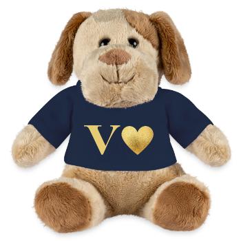 Buchstabe v goldenes Herz - MiniFeet® Hund Helge - French Navy - Vorne