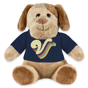 Lettre v rétro - Chien en peluche Helge MiniFeet® - bleu marine - Devant
