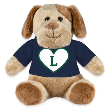 Lettre l cœur sport tendance vert - idée cadeau - Chien en peluche Helge MiniFeet® - bleu marine - Devant