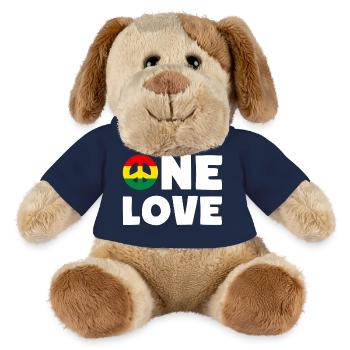 ONE LOVE Peace Jamaica Reggae Rastafari - Chien en peluche Helge MiniFeet® - bleu marine - Devant