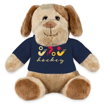 Logo de hockey - Chien en peluche Helge MiniFeet® - bleu marine - Devant