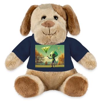 niedlich klein grün retro vintage alien fliegen einen drachen fliegen - MiniFeet® Hund Helge - French Navy - Vorne