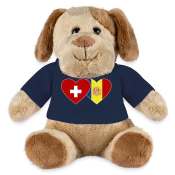 Switzerland Andorra Flag Heart - MiniFeet® Dog Helge - french navy - Front