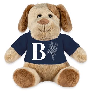 Lette b fleurs minimalistes - Chien en peluche Helge MiniFeet® - bleu marine - Devant
