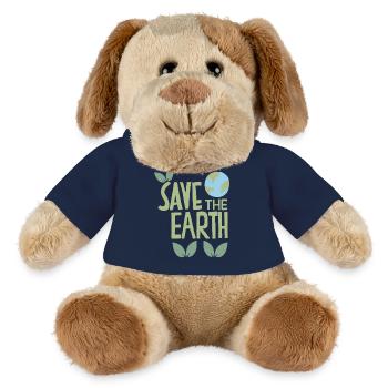 Save the Earth, Conception peinte à la main, Protection de l’environnement - Chien en peluche Helge MiniFeet® - bleu marine - Devant