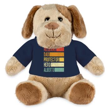 Alberto Nom papa cadeau - Chien en peluche Helge MiniFeet® - bleu marine - Devant