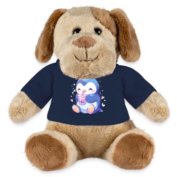 Kawaii Pinguin trinkt Boba Bubble Tea Chibi - MiniFeet® Hund Helge - French Navy - Vorne