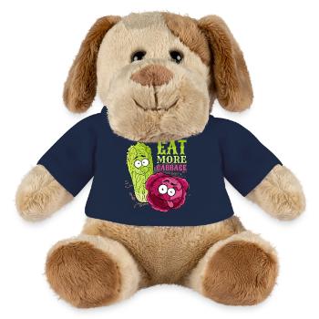 Choux, dicton drôle, chou rouge, chou chinois - Chien en peluche Helge MiniFeet® - bleu marine - Devant