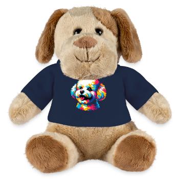 Bichon Frise chien Pop Art - Chien en peluche Helge MiniFeet® - bleu marine - Devant