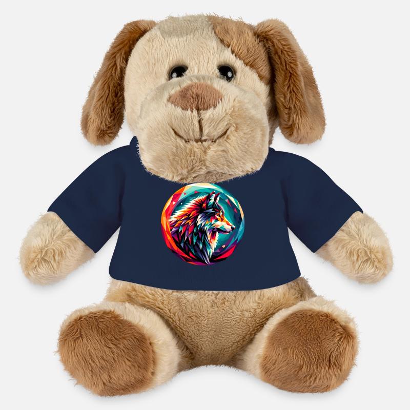 Wolf in polygon representation - MiniFeet® Dog Helge - french navy