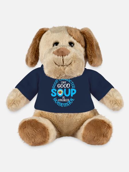 Bon caractère comme une bonne soupe est généralement faite maison - Chien en peluche Helge MiniFeet® - bleu marine