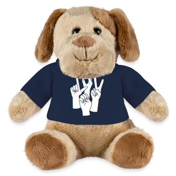 Langue des signes ASL sourd - Chien en peluche Helge MiniFeet® - bleu marine - Devant