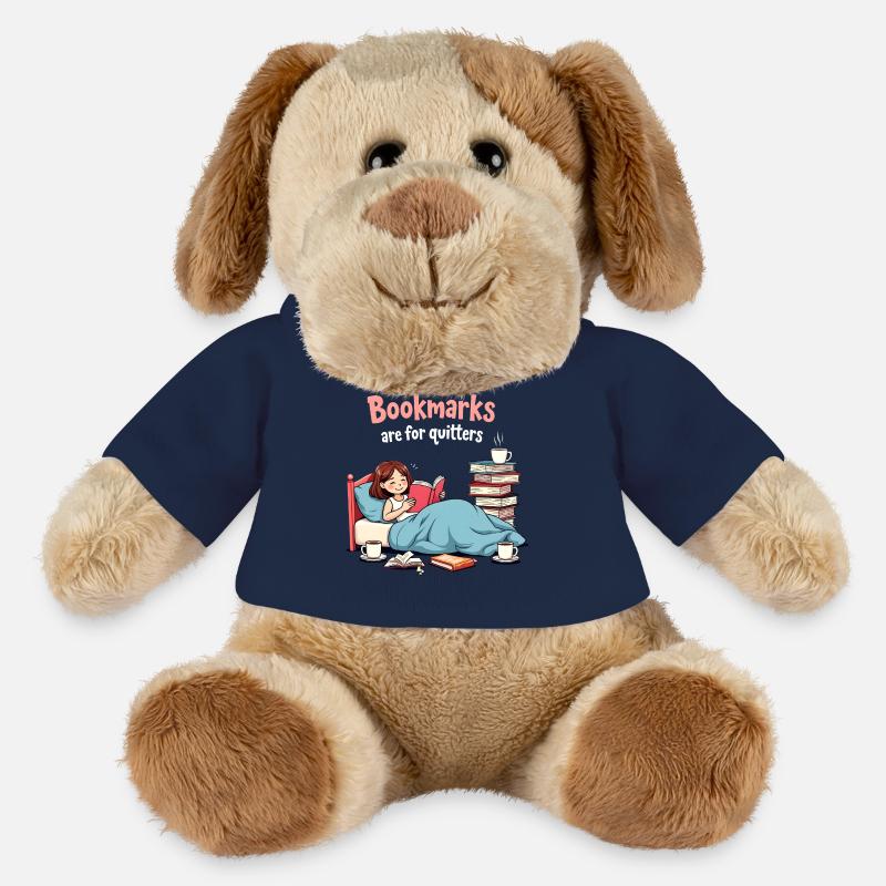 Je suis dans une relation engagée avec ma bibliothèque - Chien en peluche Helge MiniFeet® - bleu marine