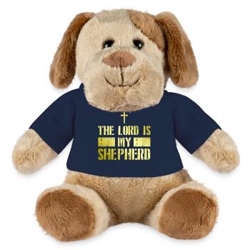 Jésus mon berger Foi chrétienne Bible Dire - Chien en peluche Helge MiniFeet® - bleu marine - Devant