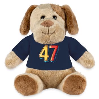 Bande dessinée à 47 numéros - Chien en peluche Helge MiniFeet® - bleu marine - Devant