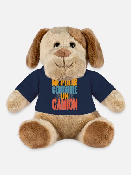 Cadeau routier né pour conduire camion chauffeur - Chien en peluche Helge MiniFeet® - bleu marine