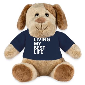 Vivre ma meilleure vie Positive Vibes Typographie Art - Chien en peluche Helge MiniFeet® - bleu marine - Devant