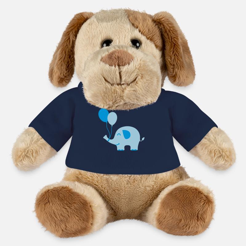 Doux drôle d'éléphant de bébé avec des ballons - Chien en peluche Helge MiniFeet® - bleu marine